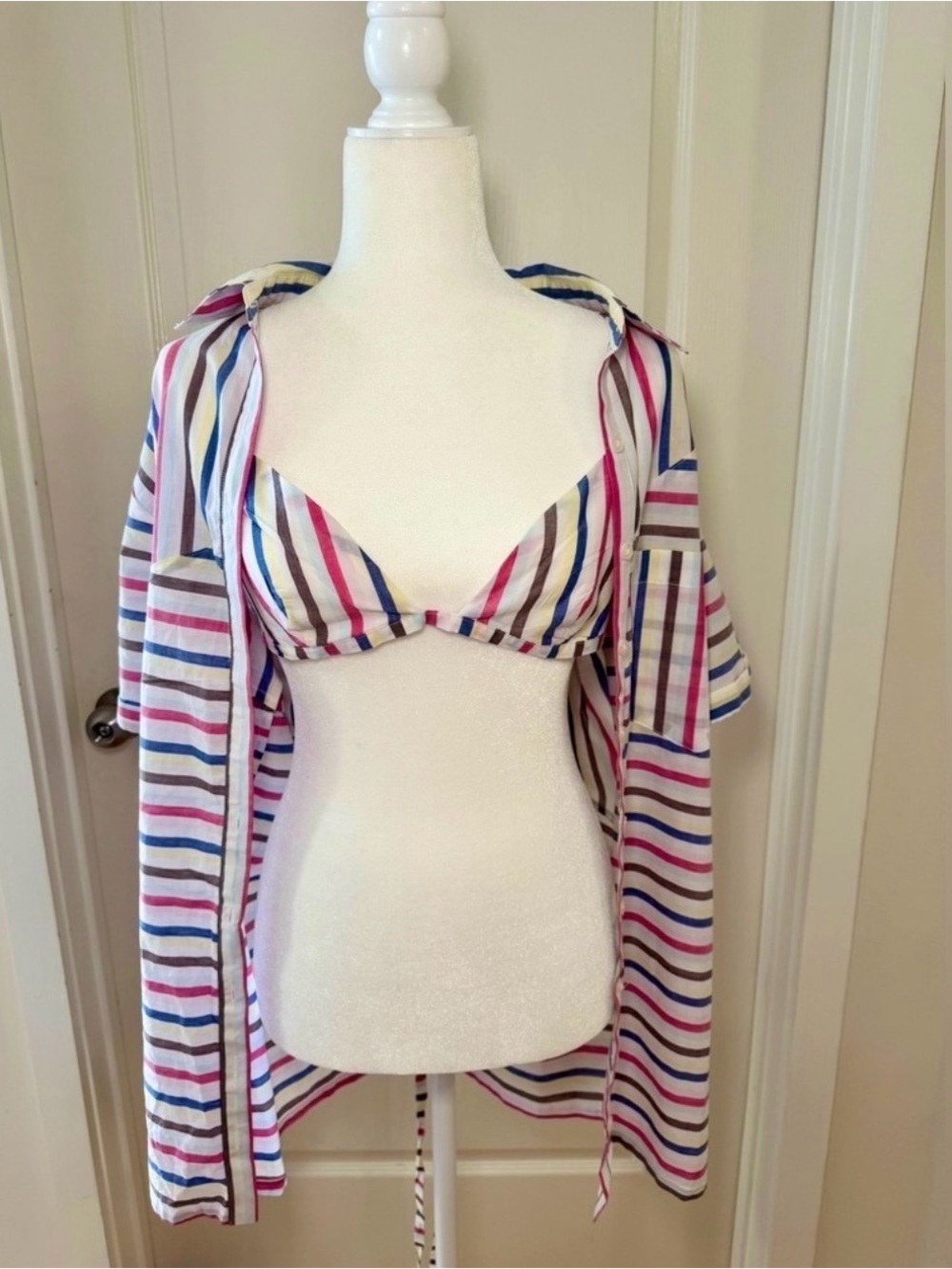 NWT Lovers + Friends 2-Piece Striped Resort Set Shirt & Bralette Small